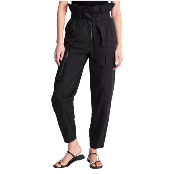 NEW Future Collective Jenny K. Lopez Fold Over Cargo Pants Black 0 - Picture 1 of 10